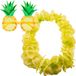 Tropische Hawaii party verkleed accessoires set - Ananas zonnebril - en bloemenkrans fluor geel - pour dames