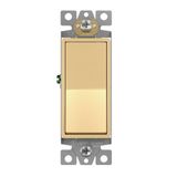 ENERLITES Elite Series Decorator Rocker Light Switch, 15A 120V/277V, Single Pole, 3 Wire, Grounding Screw, Residential Grade, UL Listed, 91150-GD, Gold Color