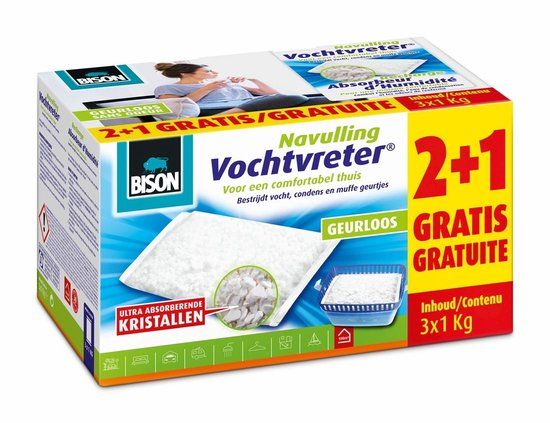 Bison Vochtvreter Navulzak 3 kg - 3 stuks