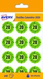 Avery - zak met 48 kalenderpunten, 2020 + 12 maanden, breukvast, duurzaam, 25 mm diameter (CAL20NP) Avery