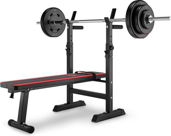 Hop-Sport HS-1080 – Halterbank – Verstelbaar – Opvouwbaar – met Halterhouder