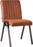 LABEL51 Eetkamerstoel Matz - Cognac - Kunstleder - Zwart Metalen Frame