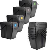KADAX Afvalemmerset voor afvalscheiding van plastic, afvalcontainer met dicht deksel, afvalsorteerder, vuilnisemmer met beweegbare handgrepen (zwart, 4 x 25 l)