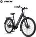 REX Commuter+ Elektrische Fiets voor Dames en Heren, 28 Inch Stadsfiets, 70 Nm Middenmotor, 250W, 36V 468 Wh Accu, Shimano 7 Versnellingen, Hydraulische Schijfremmen, MIK-Gepäckträger, Maximaal 120 km Bereik, Grijs