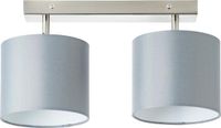 Brilliant Sandra Spotlamp, 2 stuks, chroom/grijs, metaal/textiel, 2 x D45, E14, 40 W, druppellampen (niet inbegrepen)