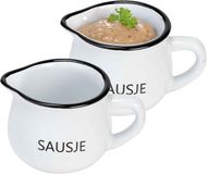Cosy & trendy Saus schenk kannetje - 2x - porselein - wit - 7 x 6 cm - schenktuit/handvat