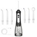 BarberBoss Draagbare waterflosser, USB-oplaadbare mondirrigator met 5 drukniveaus, 6 sproeiers, 300 ml tank, waterdichte en draadloze tandflosser voor thuis en op reis