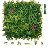 VEVOR Kunsthaag 50x50 cm 12-delige set, 3D-paneelstijl plantenwand, PE-privacyscherm, privacyhek, haaghek, kunstplanten balkonbekleding voor bruiloften, buitentuinen, achtertuinen