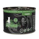catz finefood Purrrr Eend Monoprotein kattenvoer nat N° 115, voor voedingsgevoelige katten, 70% vleesaandeel, 6 x 200 g blik