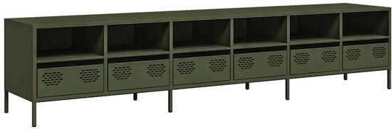 vidaXL Tv-meubel 202x39x43,5 cm koudgewalst staal olijfgroen