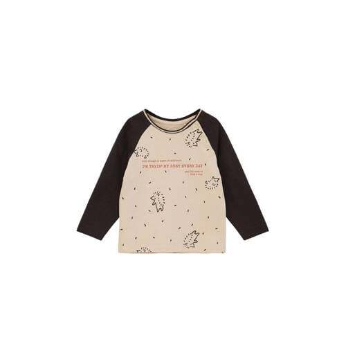 s.Oliver s.Oliver baby longsleeve met printopdruk beige/zwart