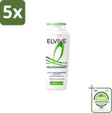 L’Oréal Paris Elvive Multivitamines Shampoo 2-en-1 - 250 ml - Grand conditionnement - 5 pièces