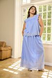 ONLY CARMAKOMA CARTULUM EMB MAXI SKIRT WVN Rokken Blue Bonnet