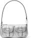 Michael Kors Zoey Small Convertible Pouchette Schoudertas Leer Zilverkleurig