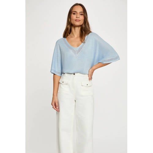 Morgan top met glitter lichtblauw