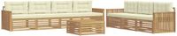 vidaXL - Acacia Hout Buiten Bank Set - Wit en Crèmekleurig