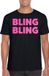 Bellatio Decorations Verkleed T-shirt voor heren - bling - zwart - roze glitter - Carnaval/Themafeest - Maat M