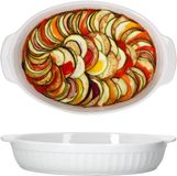 MamboCat Set van 2 Arte Regal ovenschalen nr. 01 wit ovaal met handgreep groot