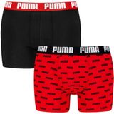 PUMA hommes 2P boxers everyday logo print noir & rouge