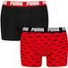 PUMA hommes 2P boxers everyday logo print noir & rouge