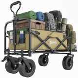 Outsunny Bollerwagen Stahl, Oxfordstoff Khaki