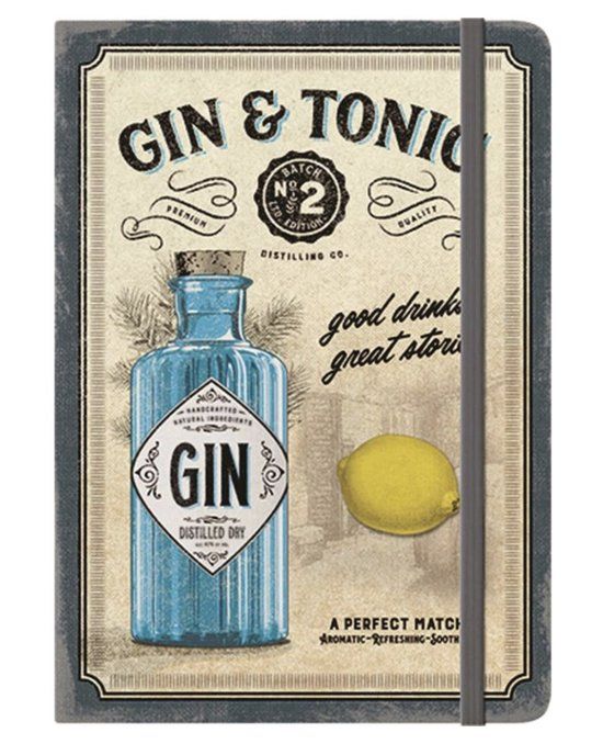 Nostalgic Art Merchandising Nostalgic Art Gin & Tonic schrijfblok & schrift A5 128 vel Meerkleurig