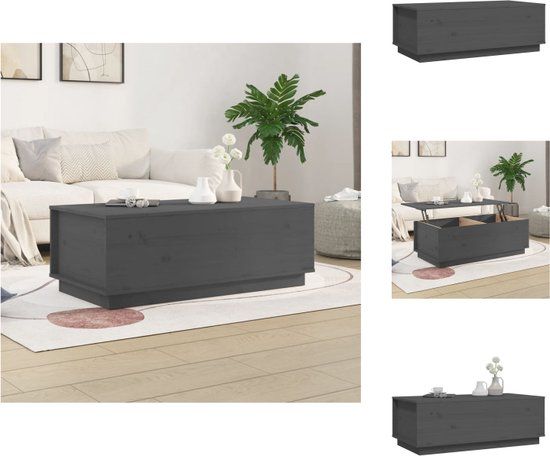 vidaXL Salontafel 100x50x35 cm massief grenenhout grijs