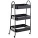 DRW Opbergwagen met 3 legplanken van metaal, zwart, 44 x 31,5 x 79,5 cm