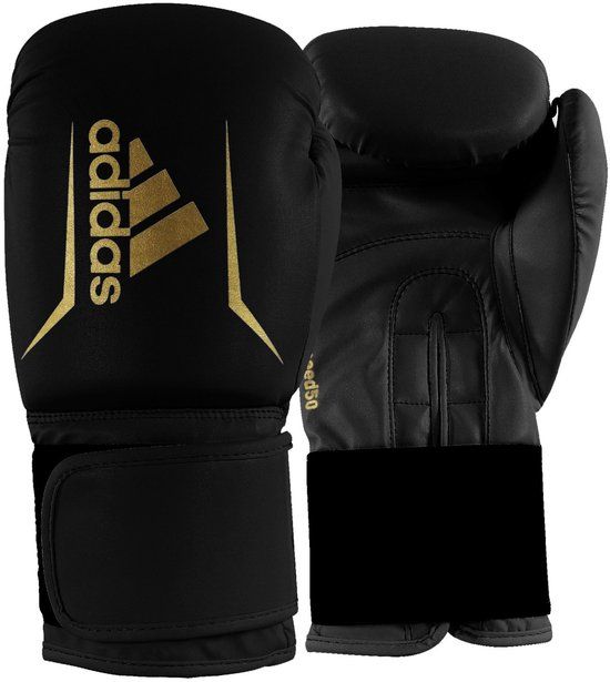 Adidas Speed 50 Bokshandschoenen - Zwart/Goud - 12oz