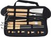 Ensemble d'outils de grill en acier inoxydable sans marque avec manche en bois - Ensemble complet d'outils de grill - Pique-niques Barbecues - 10 pièces