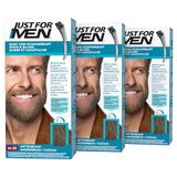 Just For Men Baard & Snor, kleurgel voor herenbaard, zonder ammoniak, verwijdert witte haren, met applicatorkam, glad en gemakkelijk, middenbruin M35 - (3 stuks)
