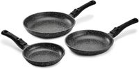 Pradel Excellence, 3 pannen van premium gegoten aluminium, antiaanbaklaag, steenlook, afneembare mouwen, geschikt voor alle warmtebronnen, inclusief inductie, oven, vaatwasser, D 20,24,28 cm, zwart