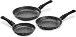 Pradel Excellence, 3 pannen van premium gegoten aluminium, antiaanbaklaag, steenlook, afneembare mouwen, geschikt voor alle warmtebronnen, inclusief inductie, oven, vaatwasser, D 20,24,28 cm, zwart