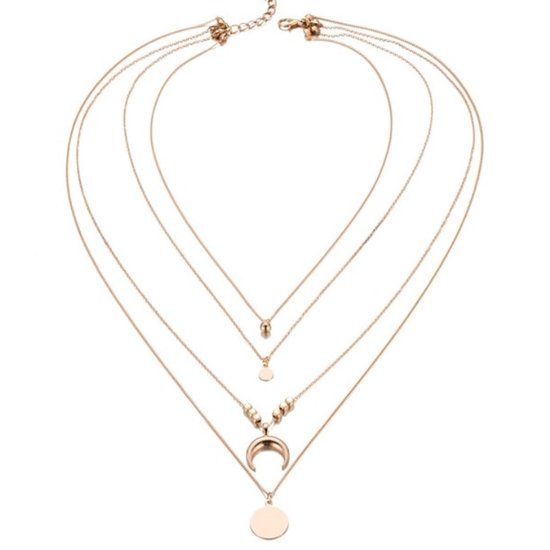 LGT JWLS Lookinggoodtoday Gelaagde dames ketting goudkleurig Maan Munt