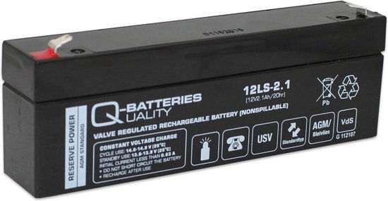 Q-Batteries 12LS-2.1 12V 2,1Ah lood-vlies accu/AGM VRLA VRLA met VdS