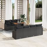 vidaXL Tuinbank Set 8-delig Zwart
