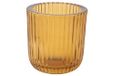 Cosy Home Kandelaar, glas, ribs, barnsteen, 7,5 x 7,5 x 8 cm, 6 stuks