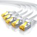 Primewire LAN-kabelset van 5, CAT 7, plat netwerkkabel, 10 Gbit/s, patchkabel, U/FTP, PIMF, afgeschermd, 2x RJ45-connectoren met beschermende mantel, Ethernet, 5 stuks, 1 meter, Weiß