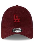 New Era 9Twenty Trucker Cord MLB Los Angeles Dodgers Honkbalpet voor volwassenen, donkerrood