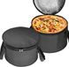 Merkloos Set van 2 Ronde Isotherme Herbruikbare Lunchcontainers en Draagtassen - Zwart