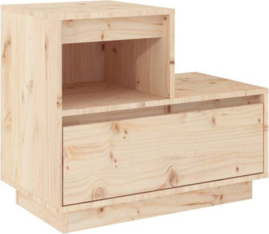 vidaXL Nachtkastje massief grenenhout 60x34x51 cm Naturel