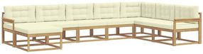 vidaXL Ensemble de salon d'angle 8 pièces blanc et crème acacia