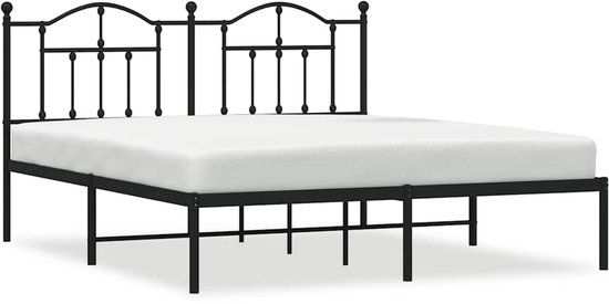 vidaXL Bedframe met hoofdbord metaal zwart 180x200 cm