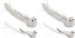 Bellatio Decorations Christmas Decoration kersthangers - 4x - wit - vogeltje - op clip - 16,5 cm - kunststof - kerstversiering