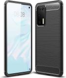 Techsuit Carbon Silicone Back Cover hoesje pour Huawei P40 Pro - Noir