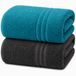Komfortec Set van 2 Handdoeken 80x200 cm - 100% Katoen - XXL Saunahanddoeken - Badlaken - Strandlaken - Badhanddoek - Douchelaken - Zacht - Hoge Absorptie - Sneldrogend - Turquoise & Antraciet