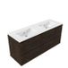 Saniclass Holz Pure Badkamermeubelset - 140x45x62cm - Vygo keramische wastafel wit - 2 wasbakken - zonder kraangaten - 4 lades - glans eiken charcoal (hout) SW1420793/SW773929