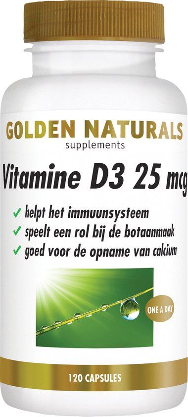 Golden Naturals Vitamine D3 25 mcg - 120 Softgel Capsules