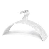 Zoe Deco 10 stuks antislip geen schouderstoten kledinghangers met gripvaste coating, stalen trui-hangers, slipverminderende shirthangers, slanke en slanke afgeronde hangers, wit