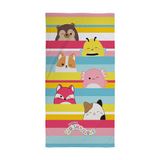 Squishmallows Officiële kinderhanddoek | Super zacht gevoel, strepenontwerp | Perfect voor thuis, bad, strand en zwembad | One Size 70 cm x 140 cm